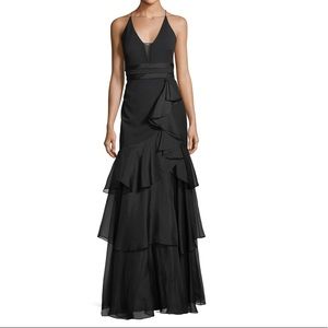 Aidan Mattox sleeveless tiered chiffon gown